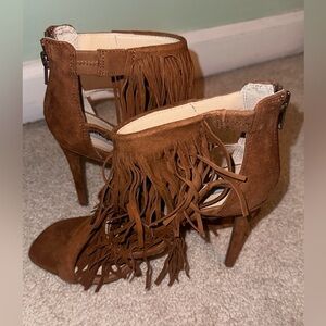 Steve Madden Tan Fringe High Heel Sandals